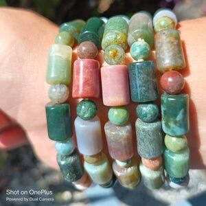 Ocean Jasper with moss infusion crystal bracelet